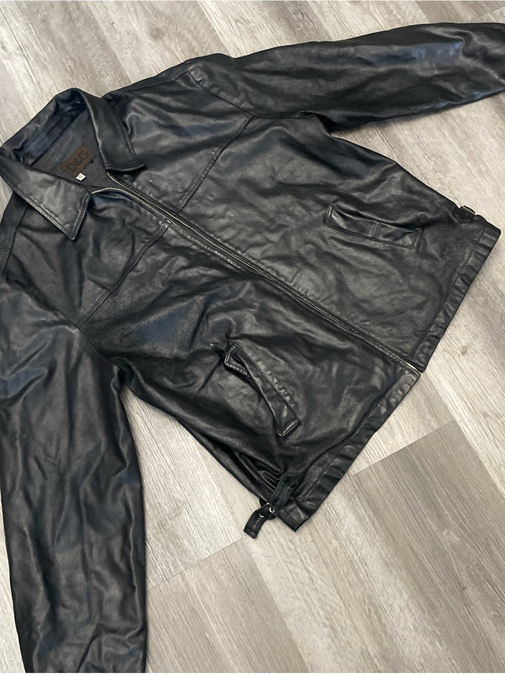 Vintage 90s Dolce & Gabbana Men's Black Leather Jacket Size 38/52 Large